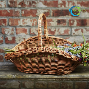 Cesta de mimbre tejida a mano de buena calidad cesta de campo VINTAGE vietnamita cesta de picnic de regalo de huevo de Pascua con asa para todas las salidas - Product Image 4