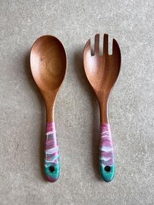 Ensemble de serveur de salade en bois de haute qualité couverts à poignée polie avec fourchette à cuillère pour outils de service d'hôtel et de restaurant - Product Image 5