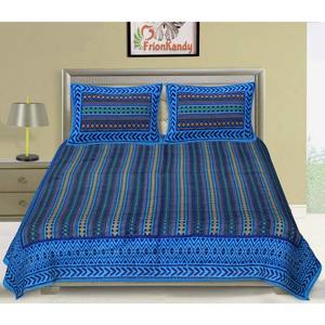 Juego de Sábanas Dobles de Algodón Kantha Azul, Hechas a Mano, 240 Hilos, con 2 Fundas de Almohada, 100% Algodón para Uso Doméstico (AKDB1002) - Product Image 2