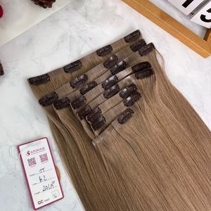 Extensiones de cabello Remy vietnamita # 6C de 24 pulgadas Premium Luxury Seamless Clip-In HD Lace Materia prima Cabello humano virgen de lujo - Product Image 2