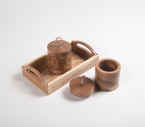Nueva llegada 2024 tarros de madera de alta calidad bandeja de madera de acacia con 2 tarros clásicos Fabricante Mayorista - Product Image 2
