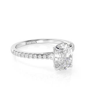 Elongated <b>Cushion</b> Cut Diamond Solitaire With Accents Bridal Set <b>Wedding</b> <b>Ring</b> for Women - Product Image 3