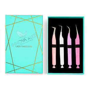 Private Label Eco-Friendly Pink Heart Shaped Tweezers Strong Hold Slim Thin Straight Volume Lash Extension Fiber Tip <b>Beauty</b> <b>Tool</b> - Product Image 1