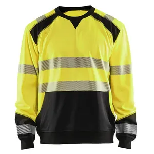 Groothandelsprijs Op Maat Werkkleding Werkkleding Geel Hoge Zichtbaarheid Constructie Sweatshirt Hi Vis Reflecterend Veiligheidsshirt