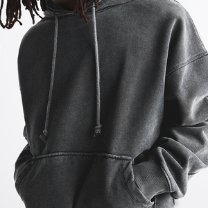 Sudaderas con capucha para hombre Sudadera con estampado personalizado 100% algodón Oversized Drop Shoulder Streetwear Sudadera con capucha Heavyweight Vintage Washed Hoodie - Product Image 3