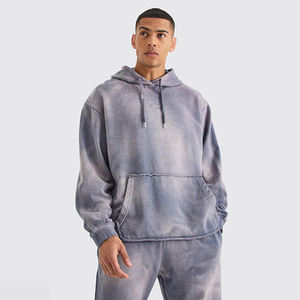 100% coton lavage à l'acide hommes survêtements nouveaux à la mode lourd cordon Streetwear imprimer coupe régulière hiver ensembles à capuche - Product Image 6