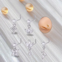 Perhiasan Tubuh Xinfocus, Anting Hidung Gantung dari Baja Anti Karat, Perhiasan Tindik Hidung Bentuk L, Perhiasan Tubuh Fashion untuk Wanita dan Pria