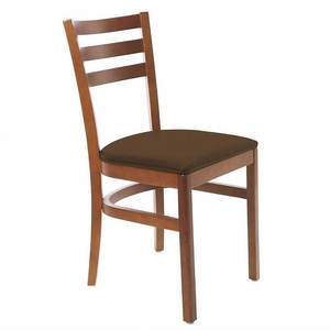 Silla de comedor de madera de teca minimalista con asiento tapizado-Muebles duraderos para restaurante y hogar - Product Image 1