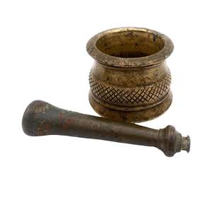 Mortier et pilon en acier inoxydable antique, décoration durable pour la maison, broie les herbes, les épices, Imam Dasta Hamam Dasta Jamal Dasta, fabriqué en Inde - Product Image 2