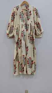 Robe maxi d'été pour femmes en pur coton, imprimé floral bohème, imprimé à la main, manches longues, indienne, écologique, naturelle, lavable - Product Image 4