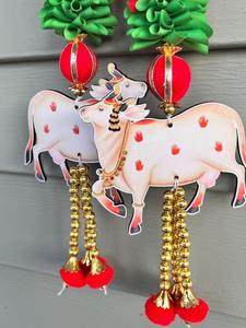 ที่แขวนตกแต่งผนังรูปวัวของตกแต่งแบบอินเดียสายห้อยห้อยแบบดั้งเดิมของประดับตกแต่งวัดจากดอกมะลิ - Product Image 3
