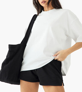 2025 nueva llegada 100% algodón cómodo camiseta de gran tamaño para mujer personalizado DTF impreso Logo blanco sólido para verano camiseta de mujer - Product Image 6