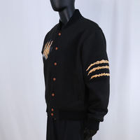 Veste d'hiver pour homme tendance, style streetwear, avec boutons pression, broderies chenille et patchs, col Byron, veste varsity