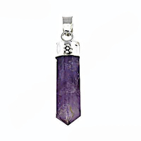 Pendentif crayon en argent sterling 925 serti clos, améthyste et zircone cubique, style mignon, pierre de naissance, cadeau de fête pour femme, haute qualité