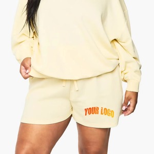 Vente en gros de shorts d'entraînement personnalisés avec logo brodé 100% coton shorts d'entraînement de gymnastique respirants à taille élastique pour femmes à séchage rapide - Product Image 4