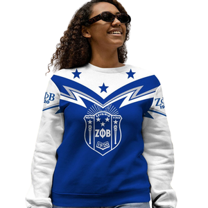 Sudadera con cuello redondo bordada en azul de la hermandad griega Zeta Phi Beta para mujer, ropa de 1920 - Product Image 5