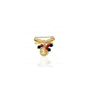 Fine <b>Brooch</b> <b>Pin</b> with Bow Medal Cubic Zirconia in 9K Gold Made in Spain - Product Image 1