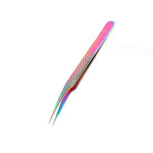Pinzas de extensión de pestañas de aislamiento de acero inoxidable japonés profesional Agarre de diamante de color arcoíris puntiagudo disponible todo - Product Image 2