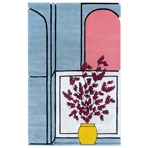 Alfombra Rectangular Concoction Blue de Lana y Viscosa Hecha a Mano, Diseño Abstracto, 9x12, para Hogar y Pasillo, 10mm de Grosor, para Adolescentes - Product Image 1