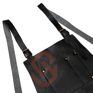 Delantal de cuero personalizado para multiusos, elegante, impermeable, de piel de vaca auténtica, delantal de cuero negro para salón - Product Image 2