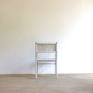 เก้าอี้รับประทานอาหารสไตล์โมเดิร์นเฟอร์นิเจอร์ทอหนังสีขาว - Product Image 5