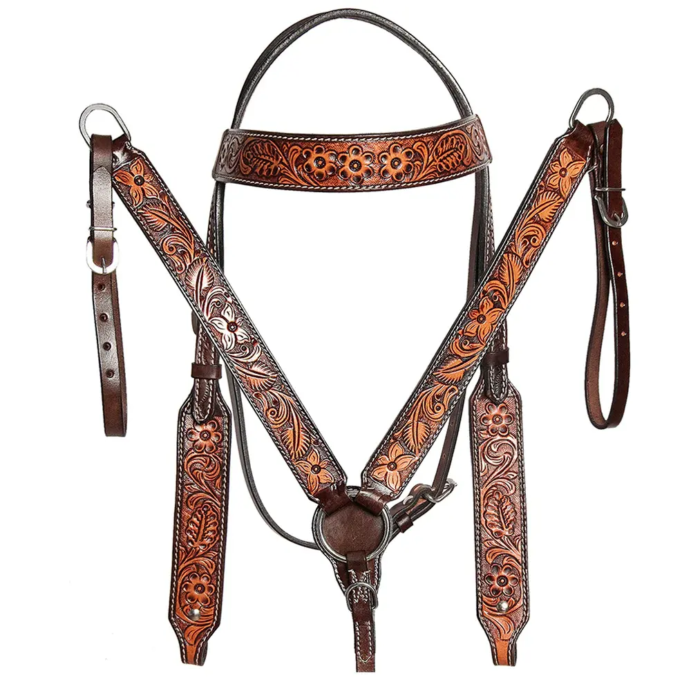Horse Breast Collar Handmade Best Quality Genuine Leather Western Headstall  Breast Collar Set Durable Horse Leather Hand Painting Premium Quality Tack  Set