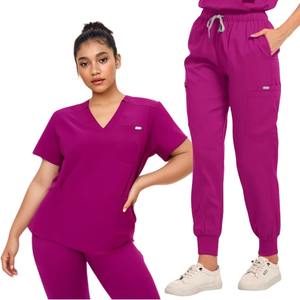 Tenues d'hôpital unisexes en tissu tissé de coton respirant avec option de logo personnalisé à détection d'aiguille, uniforme d'infirmière à manches courtes - Product Image 1