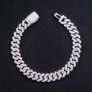 Custom Iced Lab Grown Diamond <b>Charm</b> <b>Bracelet</b> Unisex 6 Inch Bling Hip Hop Sterling Silver 10K Gold Plated Brilliant Cut Miami - Product Image 1