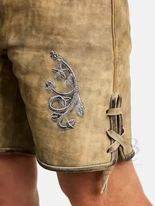Shorts en cuir de chèvre vintage de style bavarois pour hommes, broderie personnalisée, solide, non tissé, taille plus, respirant, tricoté, acheteurs en gros - Product Image 2