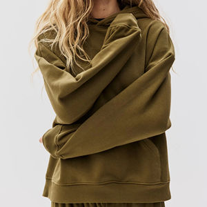 Sudadera con Capucha de Algodón Tejido para Mujer, Estilo Urbano, Holgada, Transpirable, con Logotipo Frontal, Diseño Moderno - Product Image 1