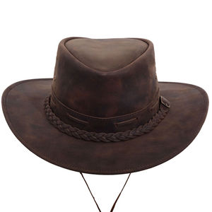 Sombrero de vaquero de moda Vintage occidental de cuero Premium de lujo Sombrero de vaquero australiano de cuero genuino - Product Image 3
