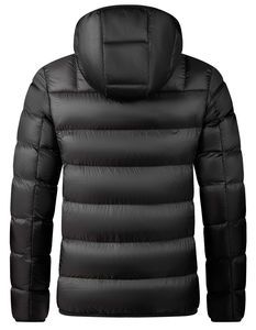 Veste d'hiver matelassée pour hommes, longue veste imperméable et respirante en toile avec fermeture à glissière, col à capuche, décoration avant, vente en gros - Product Image 3