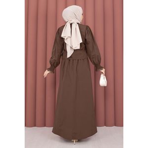Conjunto de 2 Piezas para Mujer, Top y Pantalones Cortos de Crepé con Ribete de Encaje, Color Café, Talla XS - Product Image 6