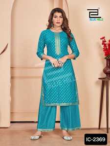 Femme indienne Collection Reyon Kurti avec Plazo au prix le plus bas Designer kurti plazo au prix de gros et la meilleure qualité - Product Image 4