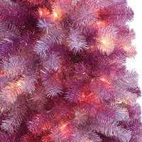 2026 Modernes Design 1,5m Neuer Vorbeleuchteter Pfefferminz-Kiefer Künstlicher PET-Misch-PVC Bunter Rosa Glitzer Weihnachtsbaum mit LED-Lichtern