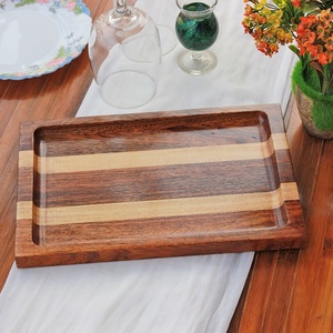 Bandeja de madera con diseño de Chevron con esmalte para artesanía, bandeja de madera hecha a mano con forma rectangular, para fruta y restaurante - Product Image 6