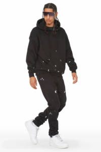 Survêtement à fermeture éclair imprimé vintage pour hommes, jogging respirant à manches longues avec bandes latérales, survêtement thermique de gymnastique d'hiver grande taille - Product Image 3