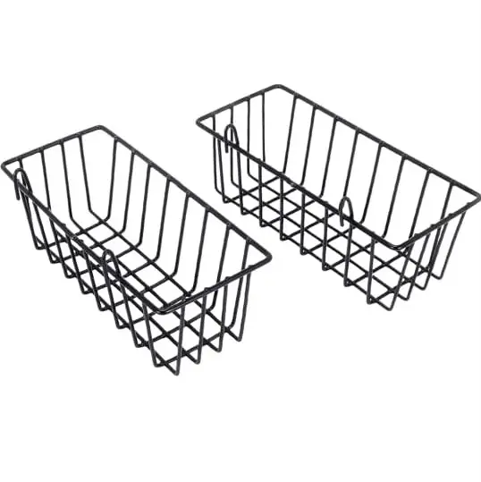 Wholesale hot selling metal white/black wall hanging wire mesh organizer wall mounted storage basket