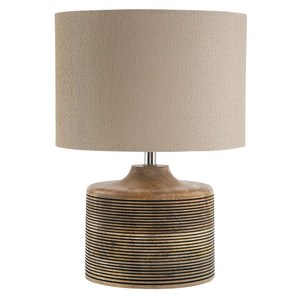 Pantalla de lámpara de mesa para sala de estar, iluminación interior de mesa con forma redonda de madera Natural, elegante, para cama, Oficina - Product Image 5