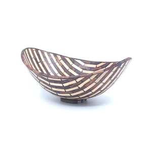 Cuencos Ovalados de Madera de Coco con Patrón de Zebra, Ecológicos, Hechos a Mano, con Incrustaciones de Concha, Aptos para Alimentos, Vajilla de Madera de 31 cm - Product Image 3