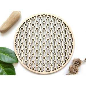 Sous-plat rond en bois découpé au laser en gros, sous-plat géométrique personnalisé pour la cuisine, sous-plat isolant contre la chaleur pour la maison et le restaurant - Product Image 1