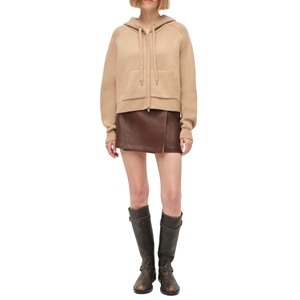 Sweat à capuche zippé en tricot gothique délavé pour femmes, veste décontractée à manches longues, tricot doux, vêtements d'automne et d'hiver - Product Image 3