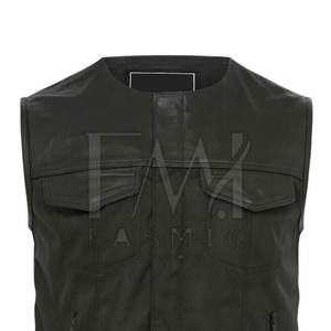 Chaleco informal de cuero PU para exteriores de invierno para hombre más vendido, Color sólido con característica impermeable transpirable, estilo de patrón personalizado - Product Image 5