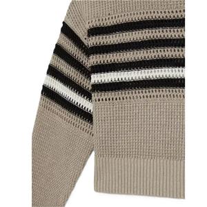 Suéter informal tejido de hilo a rayas elegante para mujer, suéter de cuello redondo, moda de invierno holgada - Product Image 4