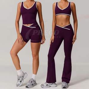 Nuevo Conjunto de Yoga para Mujer, Transpirable, Talla Grande, con Patrón Sólido, Ligero, Spandex/Poliéster, Corte Automatizado - Product Image 1