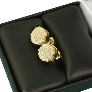 Boucles d'oreilles classiques en diamant naturel de couleur D pour femmes en argent sterling 925 avec finition glacée VVS BIJOUX en or - Product Image 5