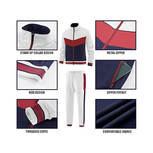 ชุดกีฬาผ้าฝ้าย2ชิ้นสำหรับผู้ชายชุดวิ่งจ๊อกกิ้งผ้าฟลีซโอเวอร์ไซส์แบบมีซิป - Product Image 3