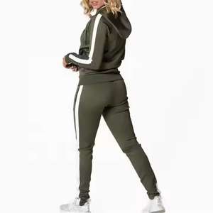Knitted Custom <b>Embroidery</b> Track Suit Logo Long Sleeve Polyester High Quality Ladies Tracksuits Hoodies Two Piece Sports <b>Set</b> - Product Image 1