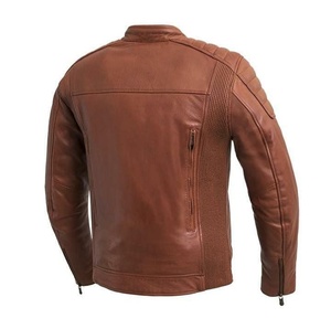 Chaqueta de motorista de moda informal personalizada de alta calidad, cuero genuino, motocicleta, estilo clásico, soporte con capucha, satén desgastado - Product Image 2