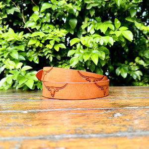 Ceinture en cuir véritable de qualité supérieure, finition artisanale, embossage en corne de taureau, style western, boucle western lourde, R M INTERNATION RM-LB-5470 - Product Image 5